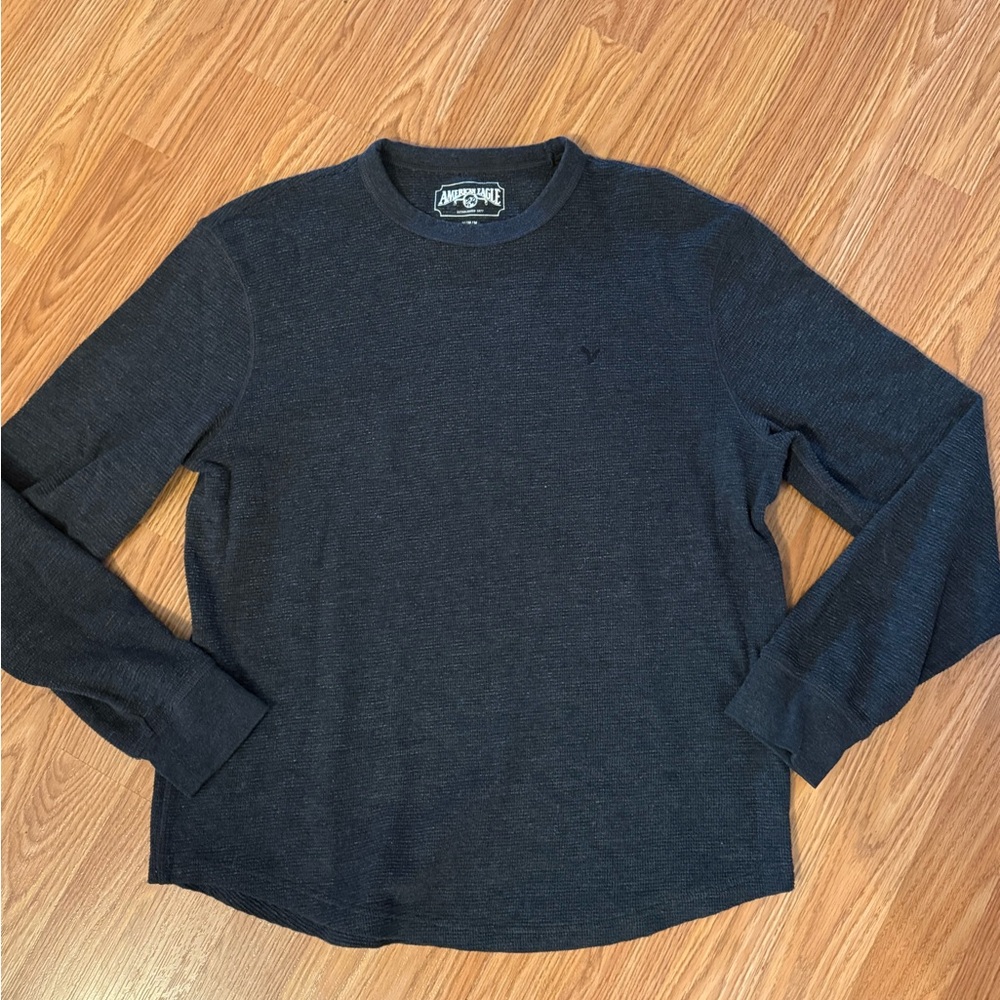 American Eagle Outfitters Men's Grey Long Sleeve Shirt